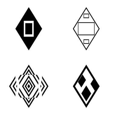 Rhombus2 Düz Simge Seti Beyaz Arkaplanda İzole Edildi