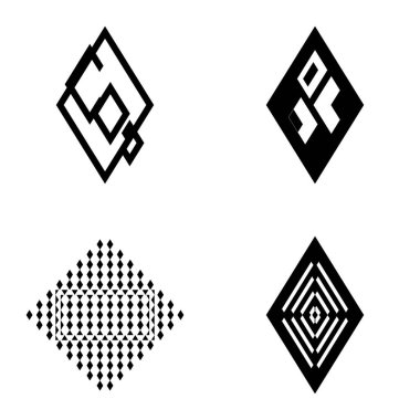 Rhombus2 Düz Simge Seti Beyaz Arkaplanda İzole Edildi