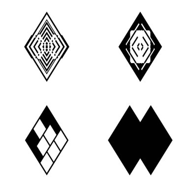Rhombus2 Düz Simge Seti Beyaz Arkaplanda İzole Edildi