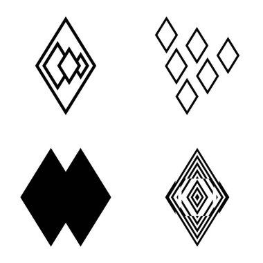 Rhombus2 Düz Simge Seti Beyaz Arkaplanda İzole Edildi