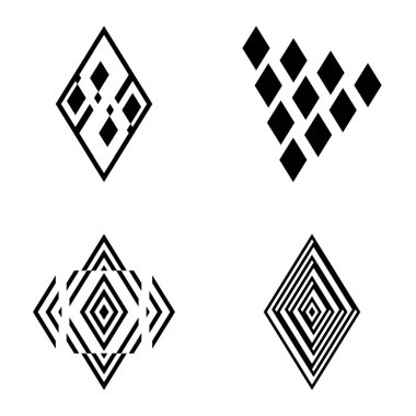 Rhombus2 Düz Simge Seti Beyaz Arkaplanda İzole Edildi