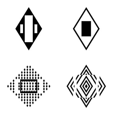 Rhombus2 Düz Simge Seti Beyaz Arkaplanda İzole Edildi