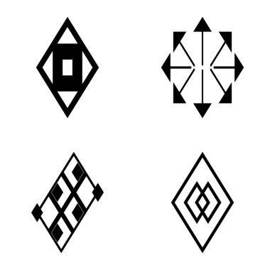 Rhombus2 Flat Icon Set Isolated On White Background