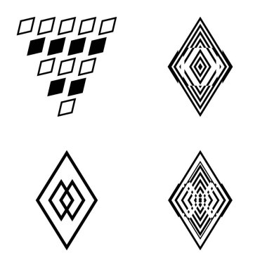 Rhombus2 Düz Simge Seti Beyaz Arkaplanda İzole Edildi