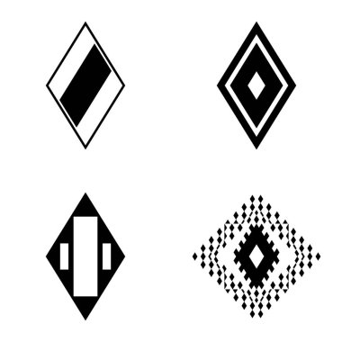 Rhombus2 Düz Simge Seti Beyaz Arkaplanda İzole Edildi