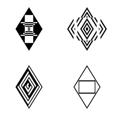 Rhombus2 Düz Simge Seti Beyaz Arkaplanda İzole Edildi
