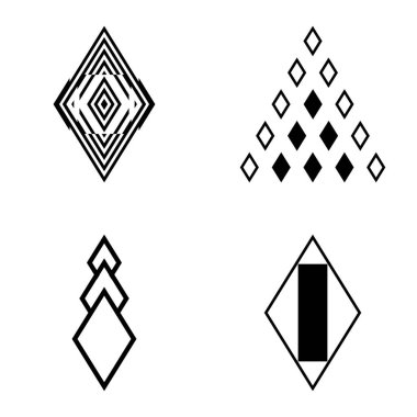 Rhombus2 Düz Simge Seti Beyaz Arkaplanda İzole Edildi