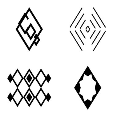 Rhombus2 Düz Simge Seti Beyaz Arkaplanda İzole Edildi