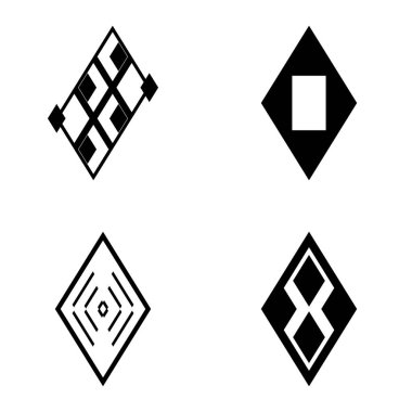 Rhombus2 Düz Simge Seti Beyaz Arkaplanda İzole Edildi