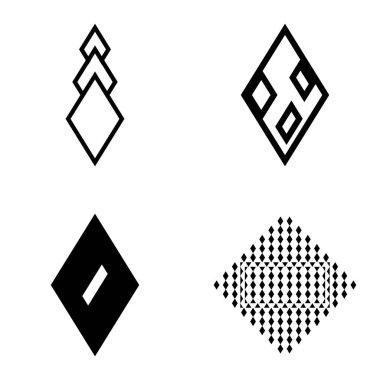 Rhombus2 Düz Simge Seti Beyaz Arkaplanda İzole Edildi