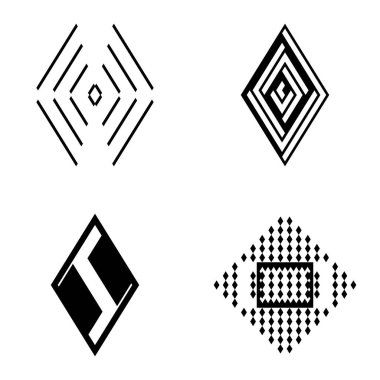 Rhombus2 Düz Simge Seti Beyaz Arkaplanda İzole Edildi