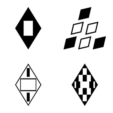 Rhombus2 Düz Simge Seti Beyaz Arkaplanda İzole Edildi
