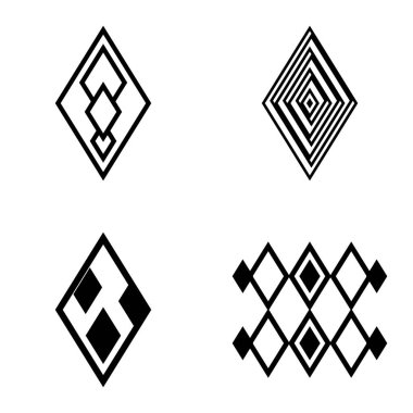 Rhombus2 Düz Simge Seti Beyaz Arkaplanda İzole Edildi