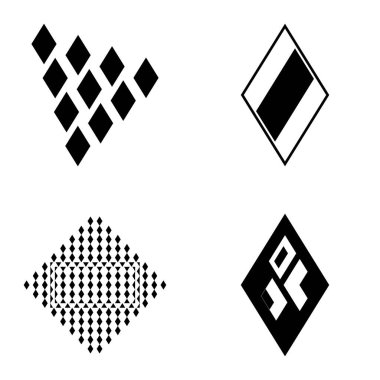 Rhombus2 Düz Simge Seti Beyaz Arkaplanda İzole Edildi