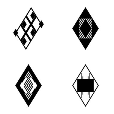 Rhombus2 Düz Simge Seti Beyaz Arkaplanda İzole Edildi