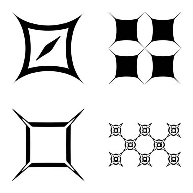 Kare _ star Düz Simge Seti Beyaz Arkaplanda İzole Edildi