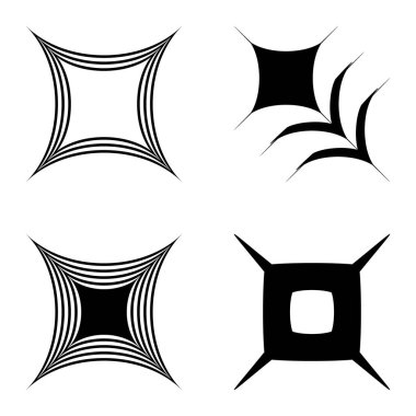 Kare _ star Düz Simge Seti Beyaz Arkaplanda İzole Edildi