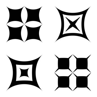 Kare _ star Düz Simge Seti Beyaz Arkaplanda İzole Edildi