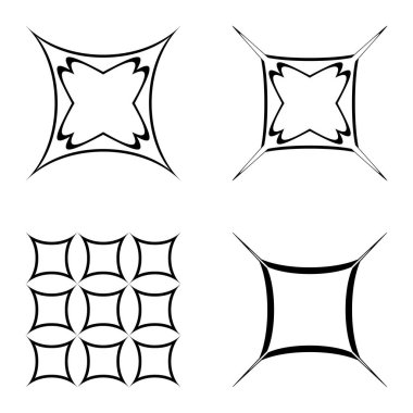 Kare _ star Düz Simge Seti Beyaz Arkaplanda İzole Edildi