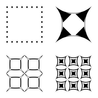 Kare _ star Düz Simge Seti Beyaz Arkaplanda İzole Edildi