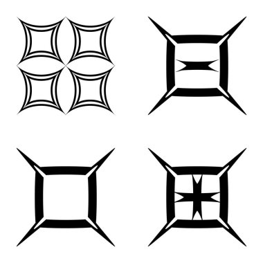 Kare _ star Düz Simge Seti Beyaz Arkaplanda İzole Edildi