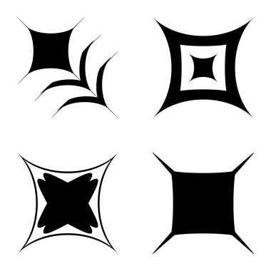 Kare _ star Düz Simge Seti Beyaz Arkaplanda İzole Edildi