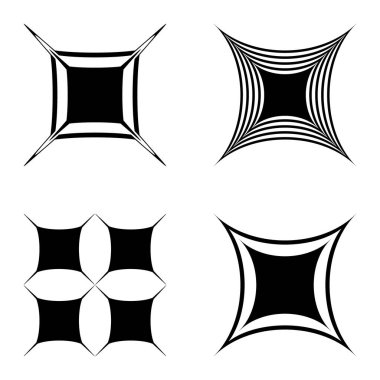 Kare _ star Düz Simge Seti Beyaz Arkaplanda İzole Edildi