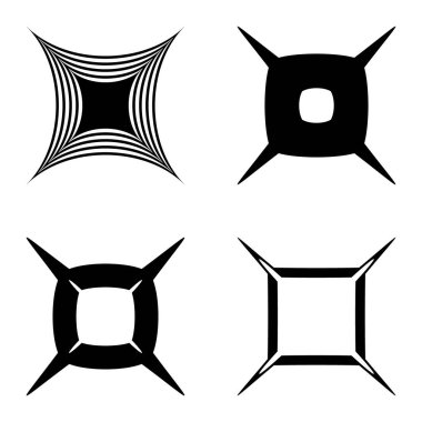 Kare _ star Düz Simge Seti Beyaz Arkaplanda İzole Edildi