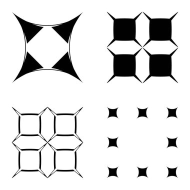 Kare _ star Düz Simge Seti Beyaz Arkaplanda İzole Edildi