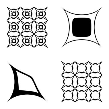 Kare _ star Düz Simge Seti Beyaz Arkaplanda İzole Edildi