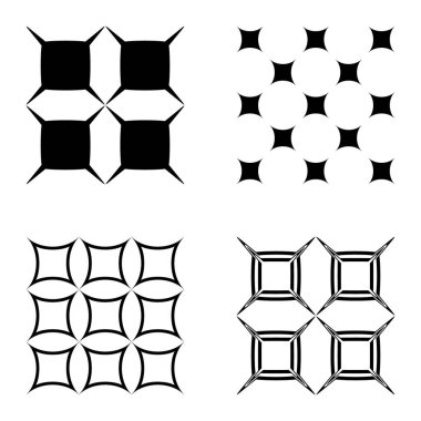 Kare _ star Düz Simge Seti Beyaz Arkaplanda İzole Edildi