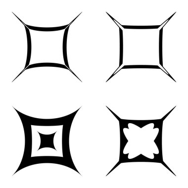 Kare _ star Düz Simge Seti Beyaz Arkaplanda İzole Edildi