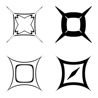 Kare _ star Düz Simge Seti Beyaz Arkaplanda İzole Edildi