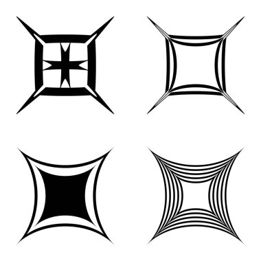 Kare _ star Düz Simge Seti Beyaz Arkaplanda İzole Edildi