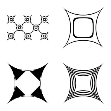 Kare _ star Düz Simge Seti Beyaz Arkaplanda İzole Edildi