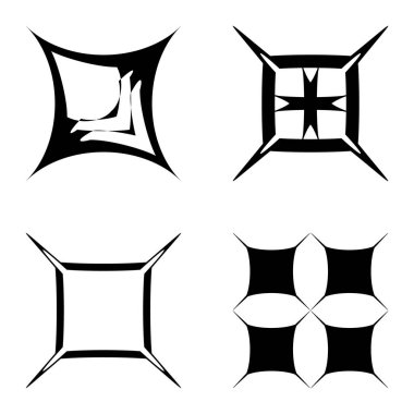 Kare _ star Düz Simge Seti Beyaz Arkaplanda İzole Edildi