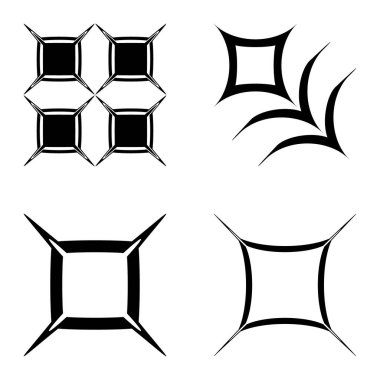 Kare _ star Düz Simge Seti Beyaz Arkaplanda İzole Edildi