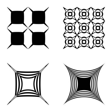 Kare _ star Düz Simge Seti Beyaz Arkaplanda İzole Edildi