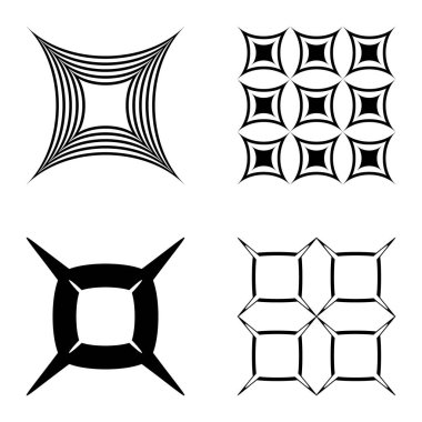 Kare _ star Düz Simge Seti Beyaz Arkaplanda İzole Edildi