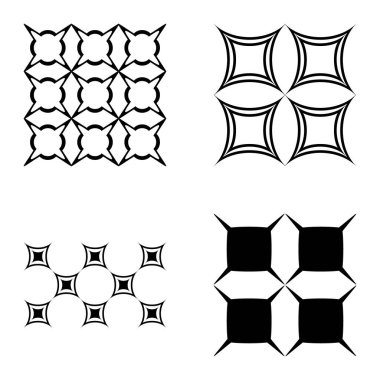 Kare _ star Düz Simge Seti Beyaz Arkaplanda İzole Edildi