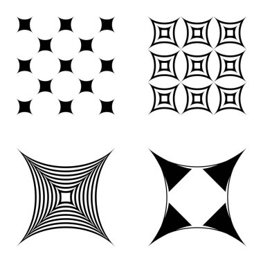 Kare _ star Düz Simge Seti Beyaz Arkaplanda İzole Edildi