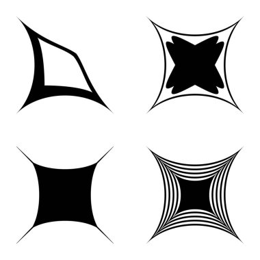 Kare _ star Düz Simge Seti Beyaz Arkaplanda İzole Edildi