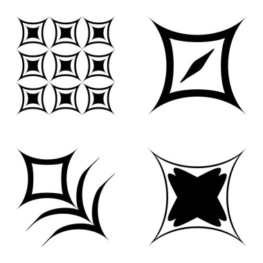 Kare _ star Düz Simge Seti Beyaz Arkaplanda İzole Edildi