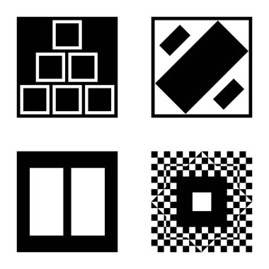 Kare 2 Düz Simge Seti Beyaz Arkaplanda İzole Edildi