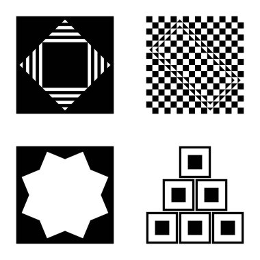 Kare 2 Düz Simge Seti Beyaz Arkaplanda İzole Edildi