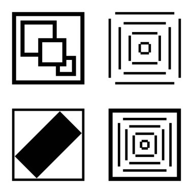 Kare 2 Düz Simge Seti Beyaz Arkaplanda İzole Edildi