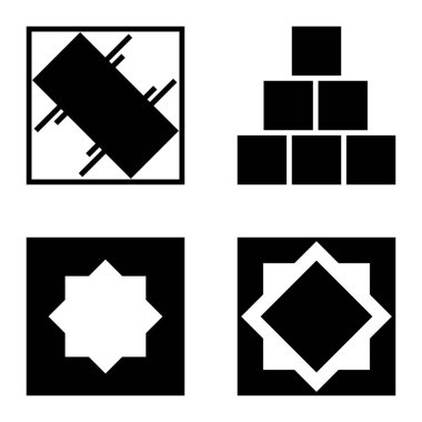 Kare 2 Düz Simge Seti Beyaz Arkaplanda İzole Edildi