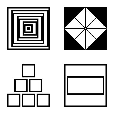 Kare 2 Düz Simge Seti Beyaz Arkaplanda İzole Edildi