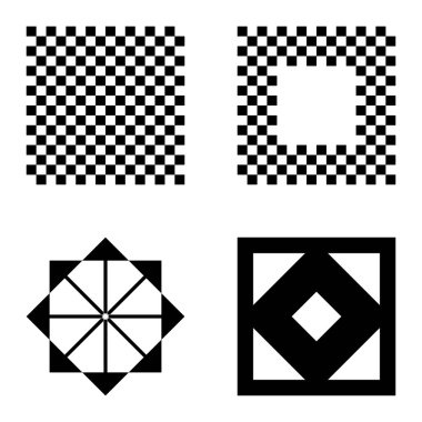 Kare 2 Düz Simge Seti Beyaz Arkaplanda İzole Edildi