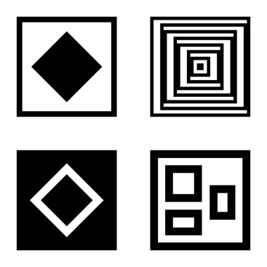 Kare 2 Düz Simge Seti Beyaz Arkaplanda İzole Edildi